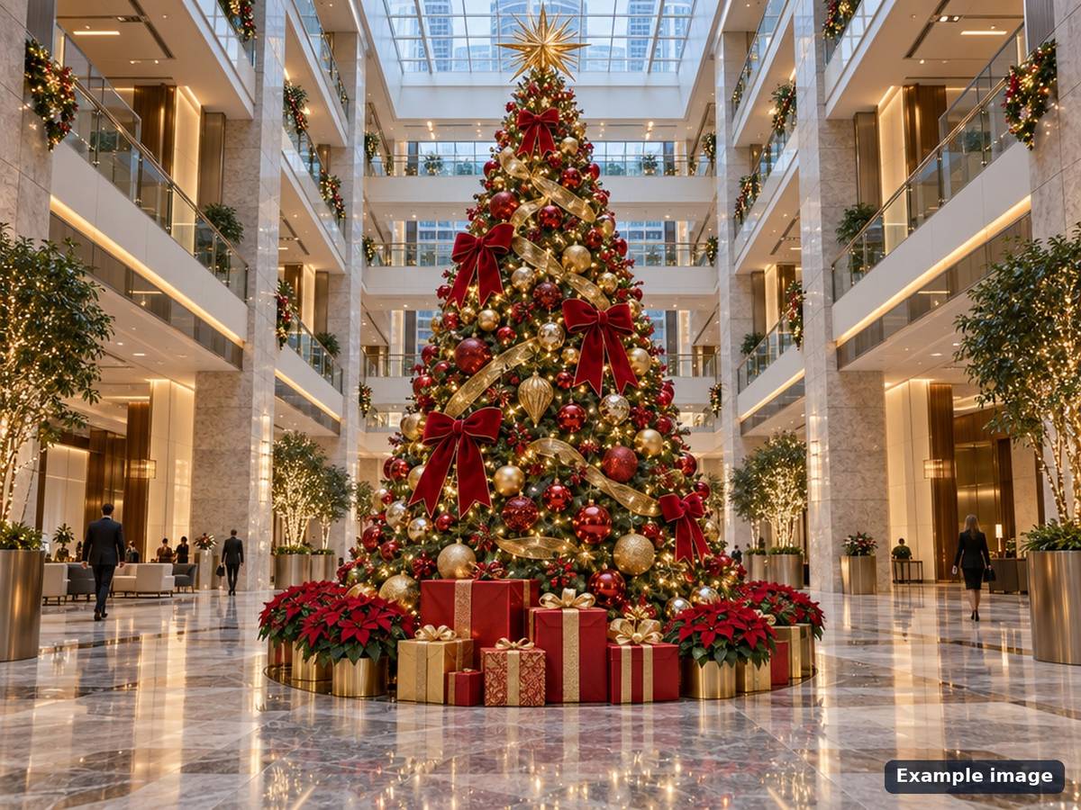 Large Christmas tree in a building atrium
